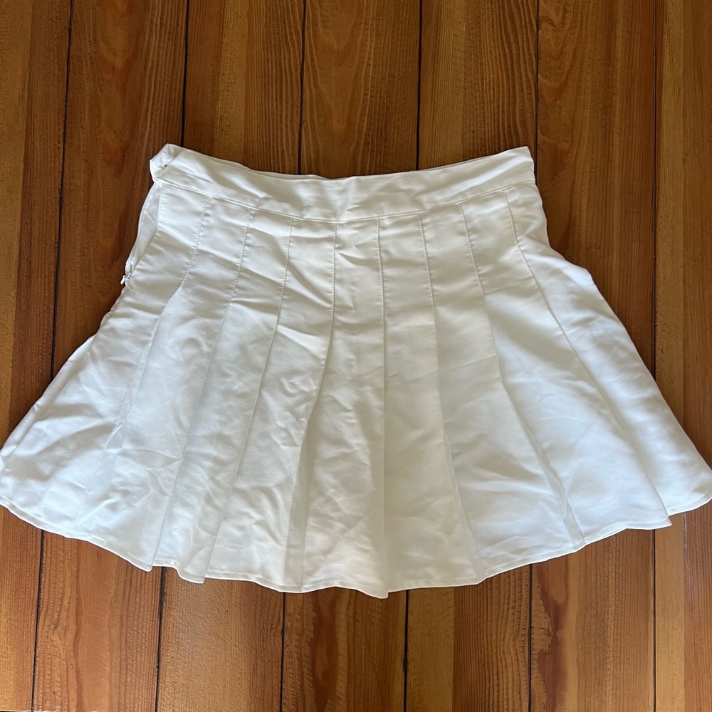 White Mini Skater Skirt with Pleats